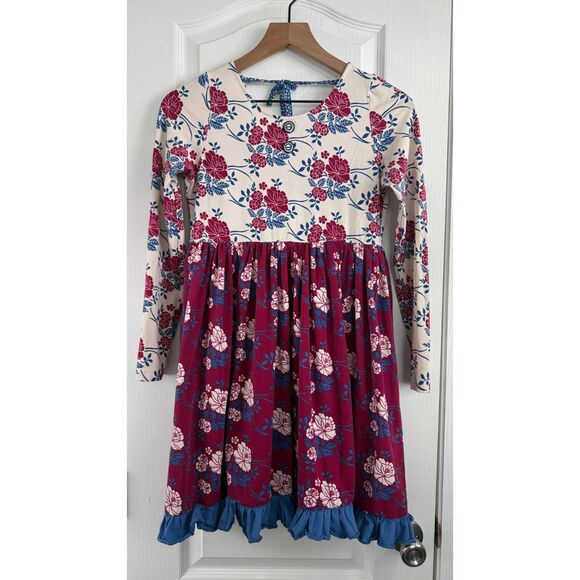 Wild Flowers Girls Long Sleeve Multicolor Floral Ruffle Dress Size 14 - Picture 1 of 11